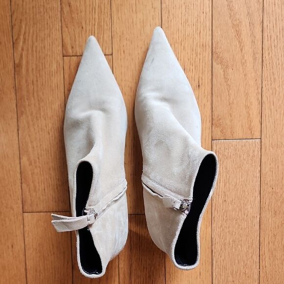 Proenza Schouler Cream Ankle Boots with Silver Heel- Women's Size 8 - Picture 3 of 5